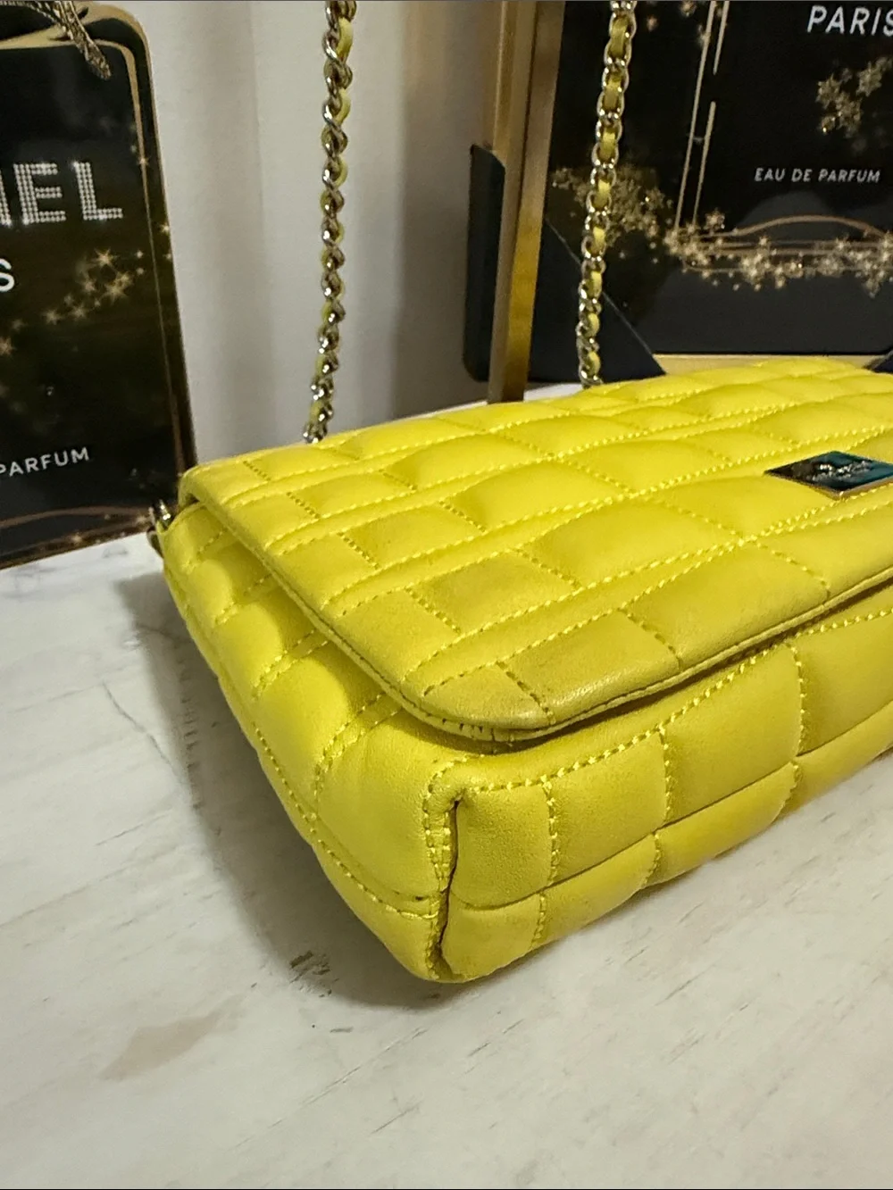 Kate Spade Story Book Yellow Quilted Chain-Handle Crossbody Bag